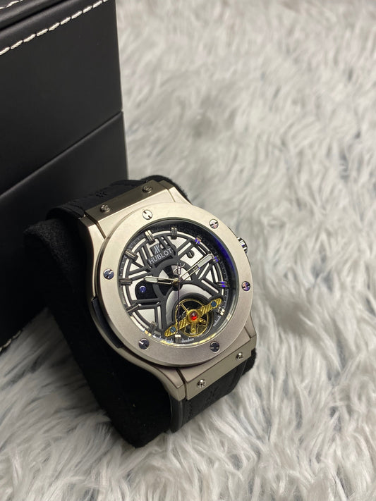 Hublot Automatic Black Strap With Silver Dial