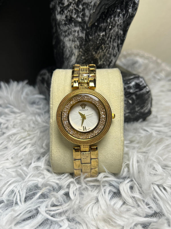 Versace Gold In White Dial (Women)