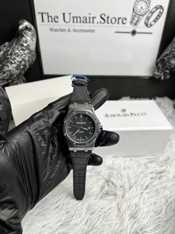 Audemars Piguet Royal Oak – Black Dial|Black Leather Strap | Automatic Movement”