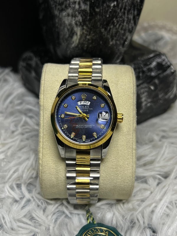 Rolex Date And Date In Blue Dial (Women)