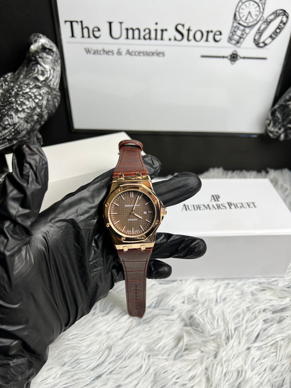 Audemars Piguet Royal Oak – Brown Dial | Rose Gold Case | Brown Leather Strap | Automatic Movement”