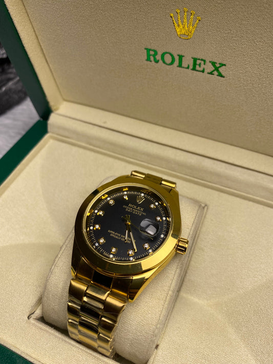 Rolex Gold In Black Dial