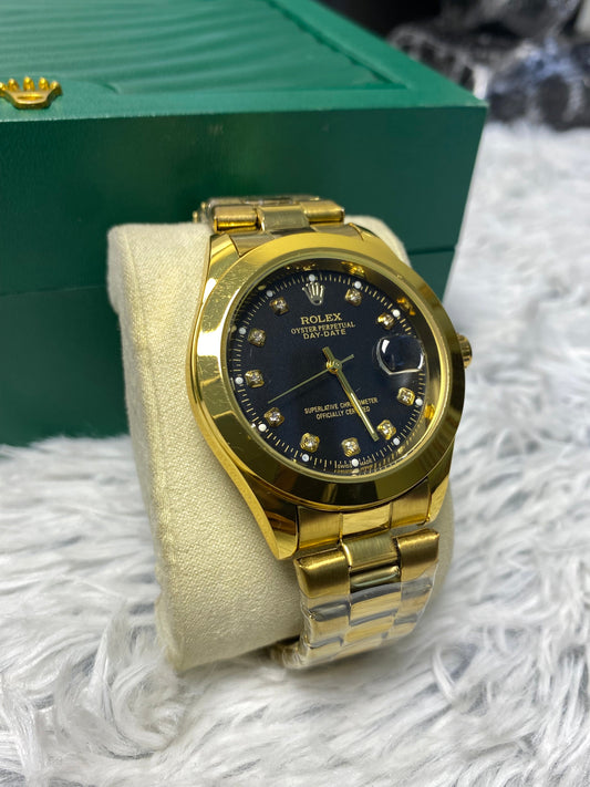 Rolex Gold In Black Dial
