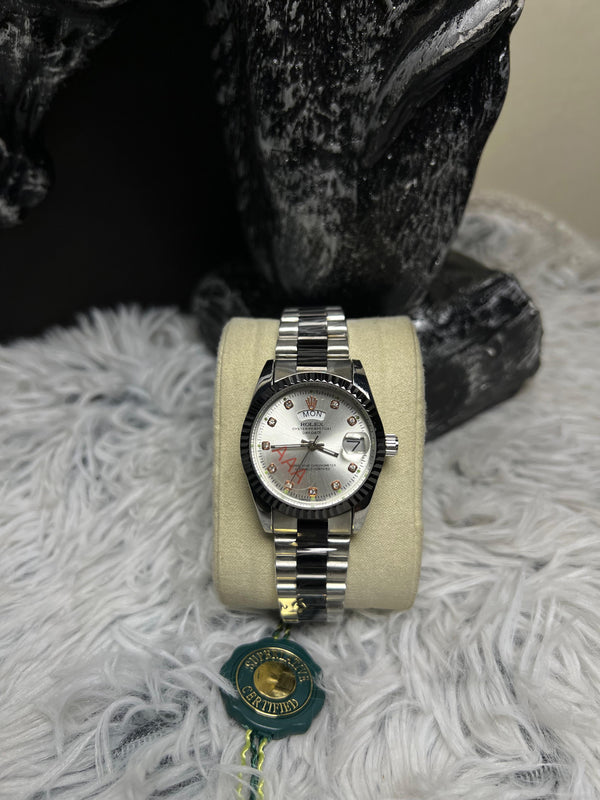 Rolex Day And Date In White Dial (Women)